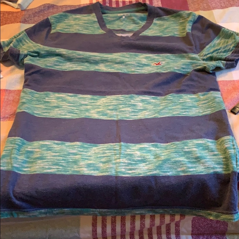 green striped hollister t shirt size medium
